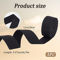 5mポリコットンリボン  アクセサリー縫製用  ブラック  1-1/2インチ（38mm）  約5.47ヤード（5m）/セット&nbsp;SRIB-CY0001-35A