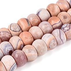 染め加工天然石瑪瑙ビーズ連売り  ロンデル  艶消し  ダークサーモン  9~10x13.5~15mm  穴：1~1.2mm  約37~40個/連  13.39~14.57''（34~37センチメートル）&nbsp;G-T144-26C