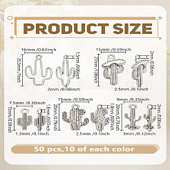 50pcs5スタイルチベットスタイルアロイペンダント  サボテンチャーム  アンティークシルバー  15~27x7.5~16x1.3~3mm  穴：1.5~2mm  10個/スタイル&nbsp;FIND-LP0006-67