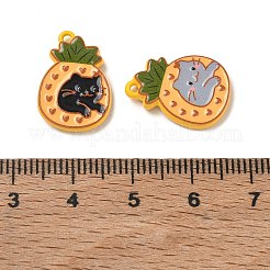 エナメルペンダントと合金  猫の形をしたチャームが付いたパイナップル  ミックスカラー  18x12.5x3mm  穴：1.2mm&nbsp;AL-CBA0DA2-02