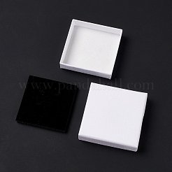 ペーパー スポンジ マット ネックレス ボックス  正方形  ホワイト  7x7x1.65cm  内径：6.3x6.3x1のCM&nbsp;OBOX-G018-01A-03