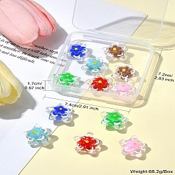 12個6色手作りランプワークビーズ  エナメル  花とスター  ミックスカラー  20~20.5x21~21.5x11.5~12mm  穴：1.6mm  2個/カラー&nbsp;LAMP-CJ0001-98