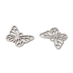 変色しない201ステンレススチールペンダント  中空  バタフライチャーム  ステンレス鋼色  13x18.5x1mm  穴：1.6mm&nbsp;X-STAS-A084-05P