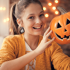 ハロウィン用 9ペア 9スタイル クモ＆お化け屋敷/城＆魔女＆カボチャ合金ダングルイヤリング  アンティークシルバー  33~53mm  ピン：0.6mm  1ペア/スタイル&nbsp;EJEW-AN0002-92