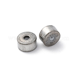 真鍮ビーズ  カドミウムフリー＆鉛フリー  内部のゴムと  スライダービーズ  コラム  プラチナ  4x2mm  穴：1mm  ゴム穴：0.8mm&nbsp;KK-E046-21P