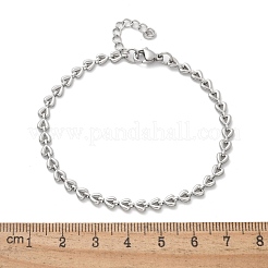 女性用304ステンレススチールトライアングルリンクチェーンブレスレット  ステンレス鋼色  7-1/4インチ（18.3cm）&nbsp;BJEW-F488-23P