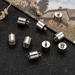 変色しにくい304ステンレススチールコードエンド  ステンレス鋼色  13x9mm  穴：3.5mm  8mm内径&nbsp;STAS-E020-8