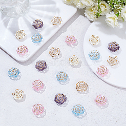 150個5色透明アクリルビーズ  花  ミックスカラー  18.5~19x18.5~19x7~10mm  穴：1.6~2mm  30個/カラー&nbsp;FIND-WR0011-40