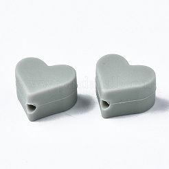 食品グレードの環境に優しいシリコーンビーズ  ハート  銀  13x14x8mm  穴：2mm&nbsp;SIL-N002-11A-24