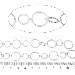 304ステンレススチールリングリンクチェーン  ハンダ付け  スプールで  ステンレス鋼色  10~14x1mm&nbsp;CHS-G044-05P-02