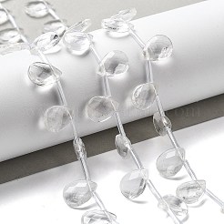 天然石クオーツクリスタルビーズ連売り  多面カット  ロッククリスタルティアドロップビーズ  チューブビーズで  トップ掘削  14x10.5x4~4.5mm  穴：0.5mm  約24個/連  16.26''（41.3センチメートル）&nbsp;G-K382-C09-01