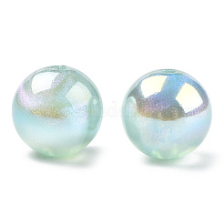 ABSプラスチックパール調ビーズ  ABカラーメッキ  ラウンド  アクアマリン  12mm  穴：1.8mm&nbsp;PACR-N013-01B-02