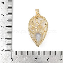真鍮製ガラスチャーム  ラインストーン付き  葉  18KGP本金メッキ  29.5x17x7.5mm  穴：3.5mm&nbsp;RGLA-M002-02G