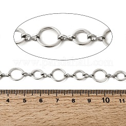 304ステンレススチールラウンドリンクチェーン  溶接されていない  スプールで  ステンレス鋼色  10x1mm&nbsp;CHS-B015-03P