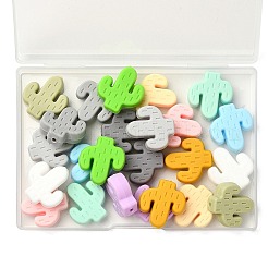 24 個 12 色サボテンシリコンビーズ  DIYネックレスとブレスレットの作り方  ミックスカラー  29x23x8mm  穴：2mm  2個/カラー&nbsp;SIL-YW0001-20