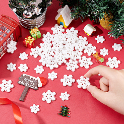 100個 2スタイル クリスマス 不透明樹脂カボション  グリッターパウダー付き  スノーフレーク  雪  20~27.5x18~25x3~4mm  50個/スタイル&nbsp;CRES-OC0001-12