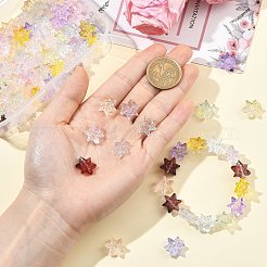 100個の手作りランプワークビーズ  六線星形  ミックスカラー  15x13.5x6mm  穴：1.2mm&nbsp;LAMP-CJ0003-20