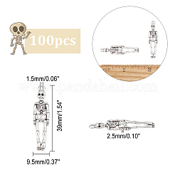 チベット風アロイペンダント100個  鉛フリー＆カドミウムフリー  スケルトン  アンティークシルバー  39x9.5x2.5mm  穴：1.5mm&nbsp;FIND-AR0002-12