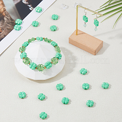 200個の不透明なアクリルビーズ  多面カット  クローバー  淡緑色  13x13x7mm  穴：1.6mm&nbsp;SACR-HS0001-01