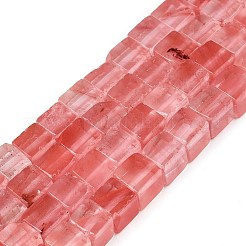チェリークォーツガラスビーズ連売り  キューブ  6~7x6~6.5x6~6.5mm  穴：1mm  約60~61個/連  15~15.366''（38.1~39センチメートル）&nbsp;G-T139-6x6-09A