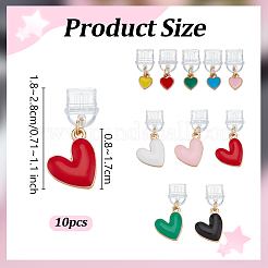 10 個のプラスチックモバイル防塵プラグ  合金エナメルハートペンダント付き  ミックスカラー  18~28mm  10個/セット&nbsp;HJEW-WH00137