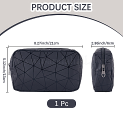 PUレザー化粧品ジッパーバッグ  女性用大容量旅行収納クラッチバッグ  長方形  ブラック  225x135x65mm&nbsp;AJEW-WH20017-49A