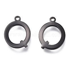 304ステンレススチールチャーム  レーザー切断  アルファベット  電気泳動黒  文字.q  12.5x9.5x0.8mm  穴：1mm&nbsp;STAS-H112-Q-EB