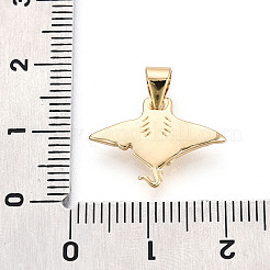 真鍮チャーム  マンタ/魚のチャーム  18KGP本金メッキ  13~3.5x18x2.5mm  穴：3.5x5~5.5mm&nbsp;KK-T080-17G