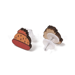 感謝祭のスタッドピアスセット  木と鋼の針付き  プラチナ  食べ物  12x15mm&nbsp;EJEW-U016-01P-01
