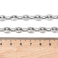 7mm 304ステンレススチール製コーヒー豆チェーンネックレス  変色なし  ステンレス鋼色  23.62インチ（60cm）&nbsp;NJEW-G203-01P