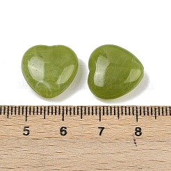 不透明なアクリルビーズ  天然石風  ハート  ツートン  オリーブドラブ  15x15.5x6.5mm  穴：1.4mm  約39~50個/50g&nbsp;X-MACR-C037-05B