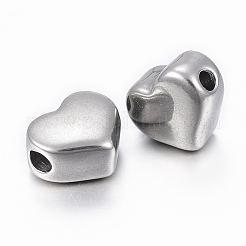 変色しにくい304ステンレススチールビーズ  ハート  ステンレス鋼色  9x10x6mm  穴：1.5mm&nbsp;STAS-H398-25P