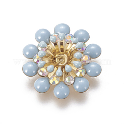 金色のトーン真鍮ビーズキャップ  ラインストーンとエナメル  花  ミックスカラー  20.5~21x6mm  穴：0.8mm  内径：4mm&nbsp;X-KK-L173-11