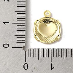 真鍮製チャーム  フラットラウンド ハート柄チャーム付き  24KGP本金メッキ  14x11x1mm  穴：1.2mm&nbsp;KK-P259-28G