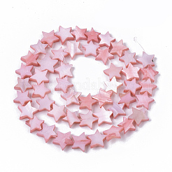 淡水シェルビーズ連売り  染め  スター  ピンク  9~10.5x9.5~11.5x2~3mm  穴：1mm  約38個/連  11.8インチ〜13.3インチ&nbsp;X-SHEL-T014-009F