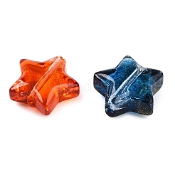 透明ガラスビーズ  スター  きらめき力  ミックスカラー  9.5~10x10x4~5mm  穴：0.9~1mm&nbsp;X1-GLAA-N001-76