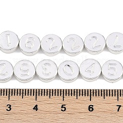 電気めっき合成非磁性ヘマタイト ビーズ 連売り  番号付きのフラットラウンド  銀メッキ  8~8.5x3mm  穴：0.8mm  約49個/連  15.67インチ（39.8cm）&nbsp;G-C156-08S