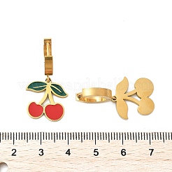 304ステンレススチールエナメルフープピアス  チェリー  ゴールドカラー  30x16mm&nbsp;EJEW-M080-01G