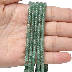 天然グリーンアベンチュリンヒシビーズ連売り  多面カット  ロンデル  4x2mm  穴：1mm  約161個/連  14.76''（37.5センチメートル）&nbsp;G-A299-A01-01
