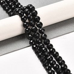 天然石ブラックトルマリンビーズ連売り  多面カットラウンド  5.8~6.8mm  穴：0.9mm  約62~66個/連  15.04''~15.35''（38.2~39センチメートル）&nbsp;G-K345-A04-01