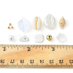 DIYビーズジュエリー作りの発見キット  天然貝殻、樹脂、アクリル模造パール、ガラスチップ、プラスチックラウンドビーズを含む  ミックスカラー&nbsp;DIY-FS0004-24