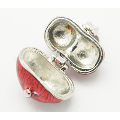真鍮製祈り箱ペンダント  エナメル  ハート  ファイヤーブリック  16.5x17.5x14mm  穴：4x6mm&nbsp;KK-Q198-1