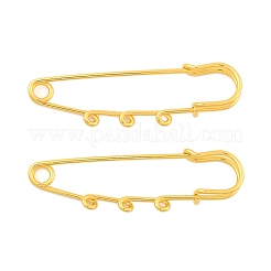 ループ3つ付き鉄製キルトピン  ミックスカラー  64x14.6x1.5mm&nbsp;STAS-TAC0002-38C-M