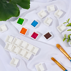 50個のプラスチック製の空の水彩絵の具パン  ペイントケースアートパレット用品用  ホワイト  19.5x16.5x9.5mm  内径：16.5x14mm&nbsp;AJEW-GF0014-20