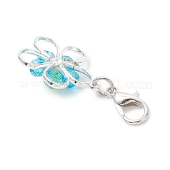 合金とガラスのペンダントデコレーション  カニカン付き  花  ミックスカラー  32.5mm&nbsp;HJEW-JM04592