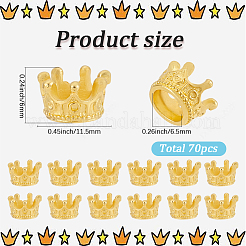 合金ラインストーンセッティング70個  大穴ビーズ  クラウン  ゴールドカラー  1.5mmのラインストーンに適する  11.5x6mm  穴：6.5mm&nbsp;FIND-SC0021-92