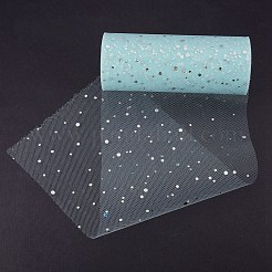 キラキラスパンコールデコメッシュリボン  チュール生地  スカートを作るためのチュールロールスプールファブリック  ライトブルー  6インチ（15cm）  約25ヤード/ロール（22.86メートル/ロール）&nbsp;OCOR-P010-B-C42