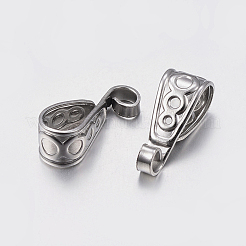 変色しにくい304ステンレススチールチューブベイル  ループベイル  ティアドロップ  ステンレス鋼色  15.5x6x6mm  穴：2x3mmと5x8mm&nbsp;X-STAS-F135-01P