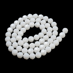 模造翡翠ガラスビーズスタンド  ファセット（32ファセット）  ラウンド  ホワイト  10mm  穴：1.8mm  約66~68個/連  24.02''~24.13''（61~61.3センチメートル）&nbsp;X-EGLA-A035-J10mm-D05