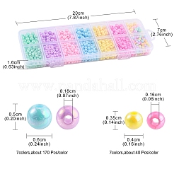 不透明なアクリルビーズ  ABカラー  ラウンド  ミックスカラー  4x3.5mm  穴：1.6mmと6x5mm  穴：1.8mm  1470個/箱&nbsp;SACR-YW0001-33